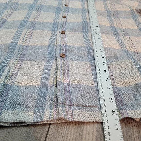 Tommy Bahama Men's Button-Up Shirt Size XL Multicolor Plaid Linen Short Sleeve - Picture 7 of 9